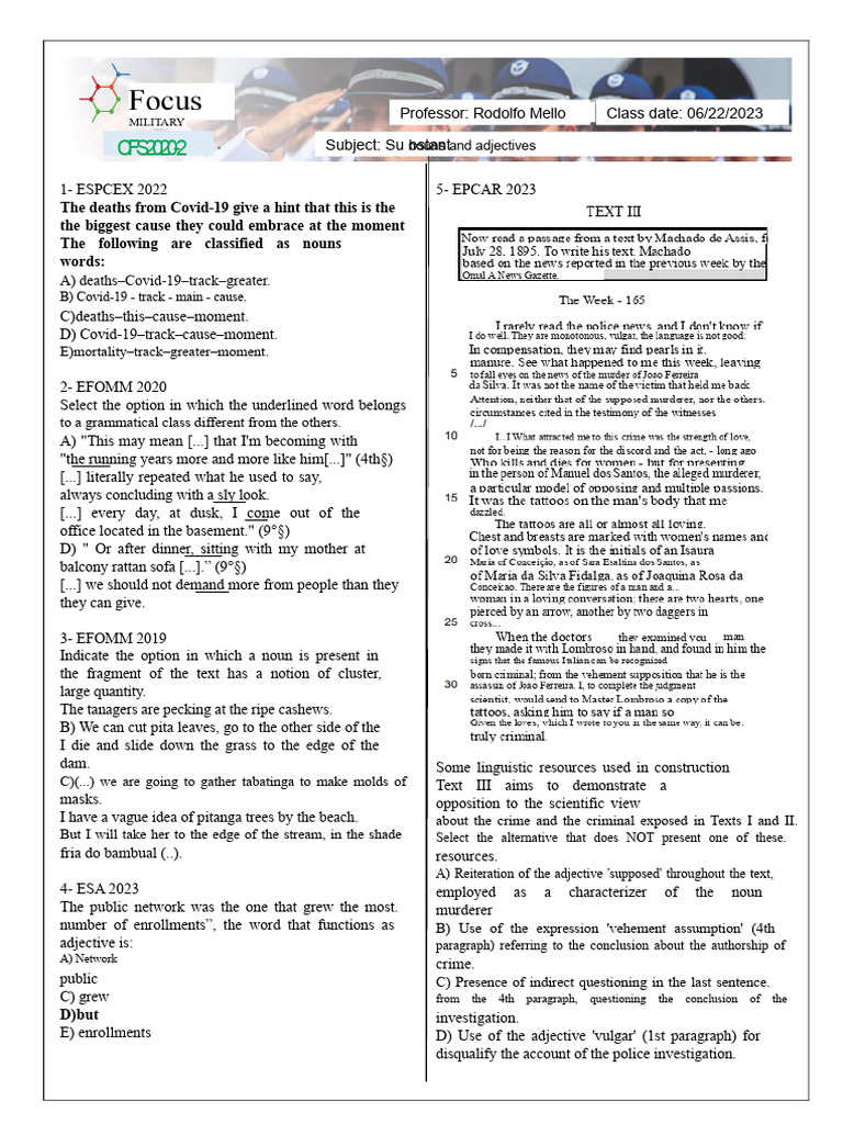 Grammatical Analysis and Exercises | PDF | Adjective | Language Mechanics