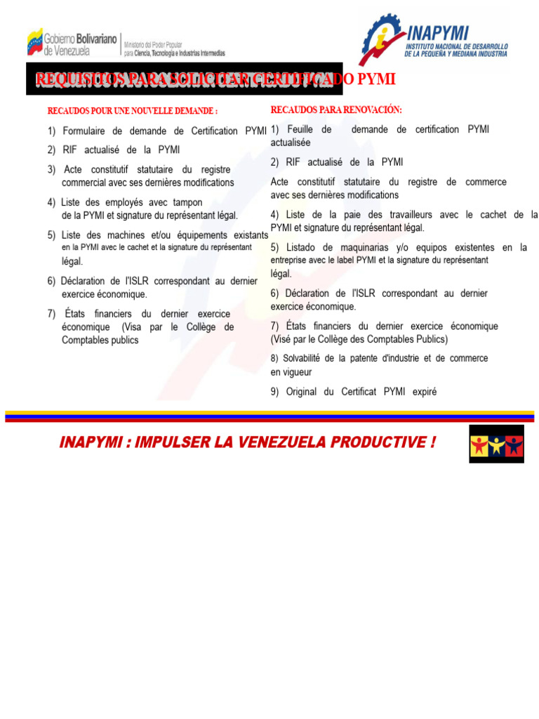 Exigences pour le Certificat PYMI | PDF