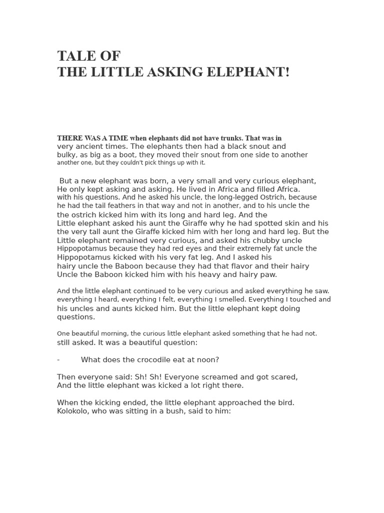 Curious Elephant's Adventure | PDF | Elephant | Zoology