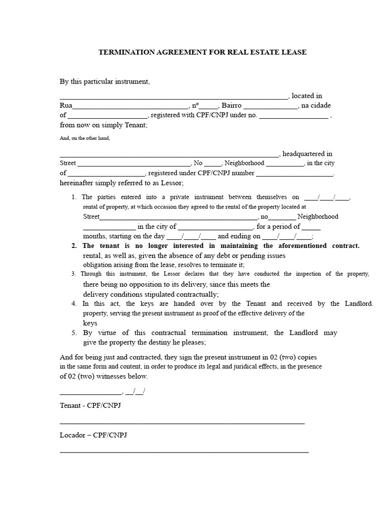 Real Estate Lease Termination Agreement | PDF