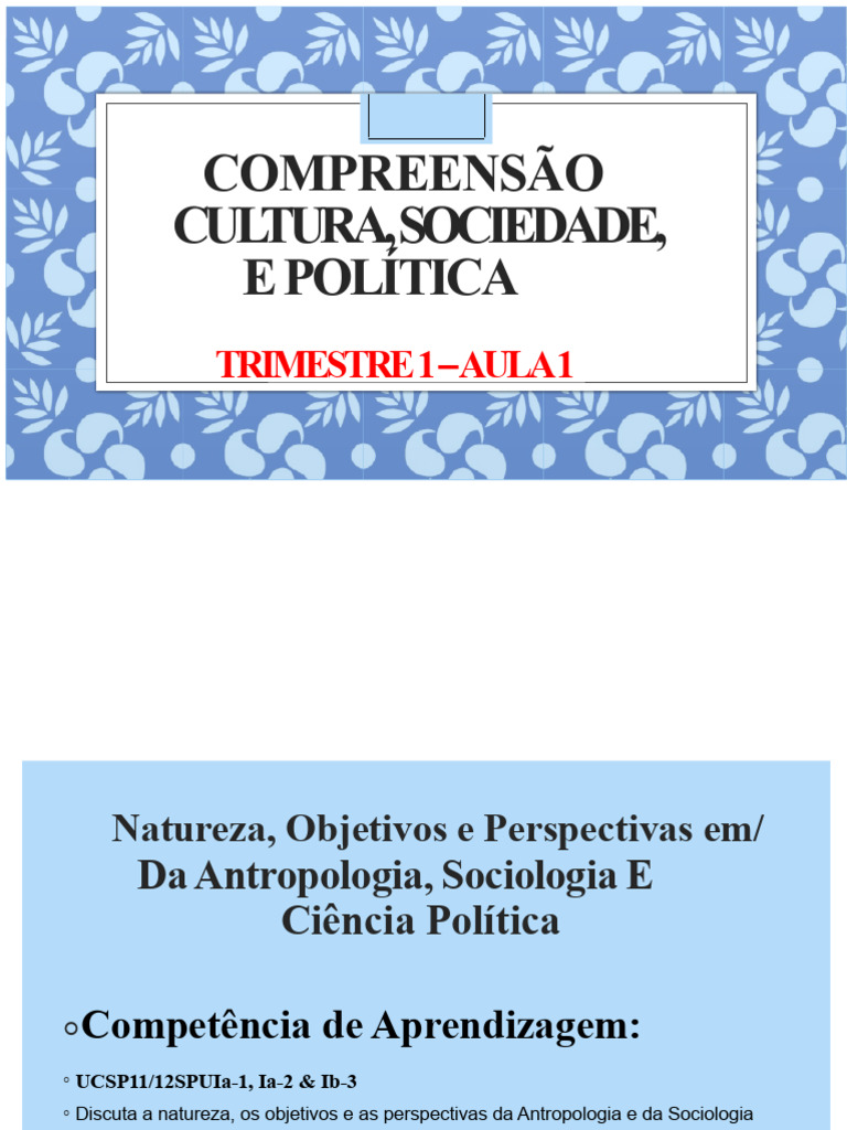 Antropologia, Sociologia e Ciência Política | PDF | Sociologia ...