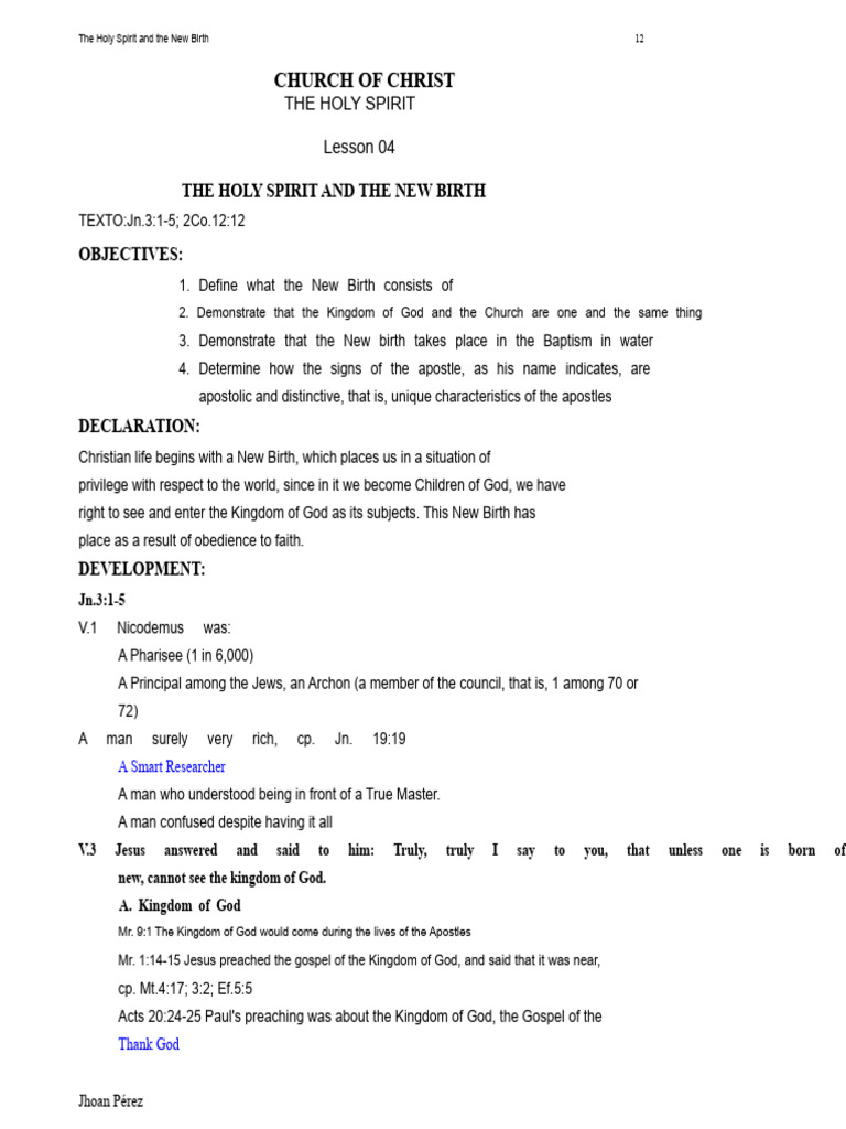 The Holy Spirit and New Birth Explained | PDF | Born Again | Jesus