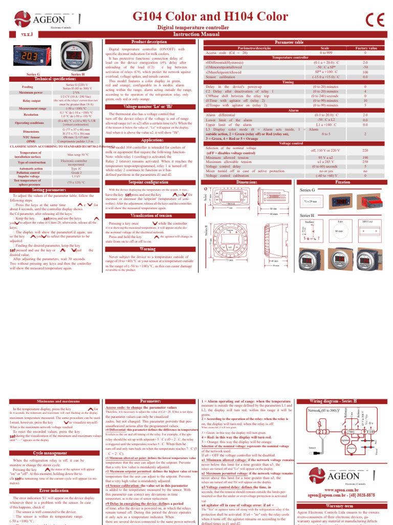 Digital Temperature Controller Manual | PDF | Relay | Sensor