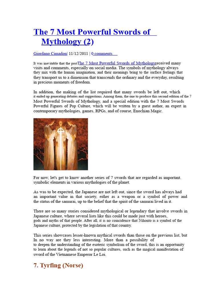 7 Legendary Swords in Mythology | PDF | Beowulf