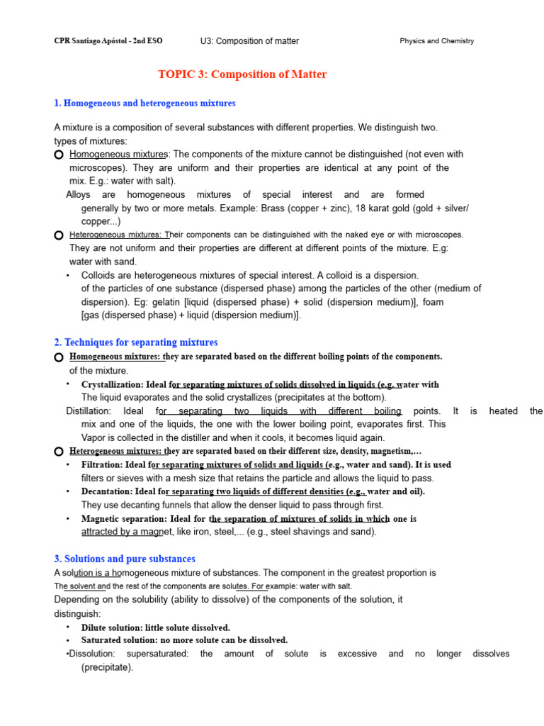 Composition of Matter in Chemistry | PDF | Mixture | Atomic Nucleus