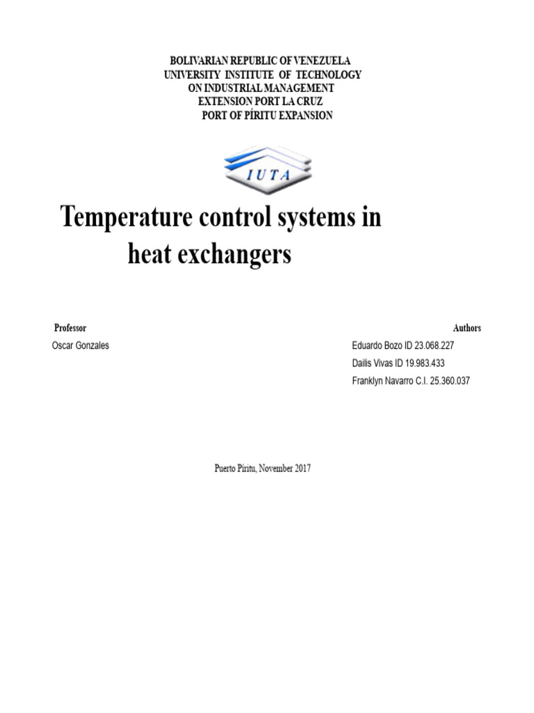 Temperature Control in Heat Exchangers | PDF | Temperature | Heat