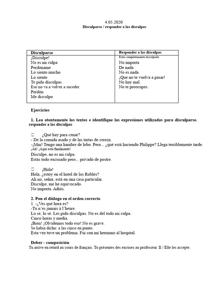 Disculparse 9 E | PDF