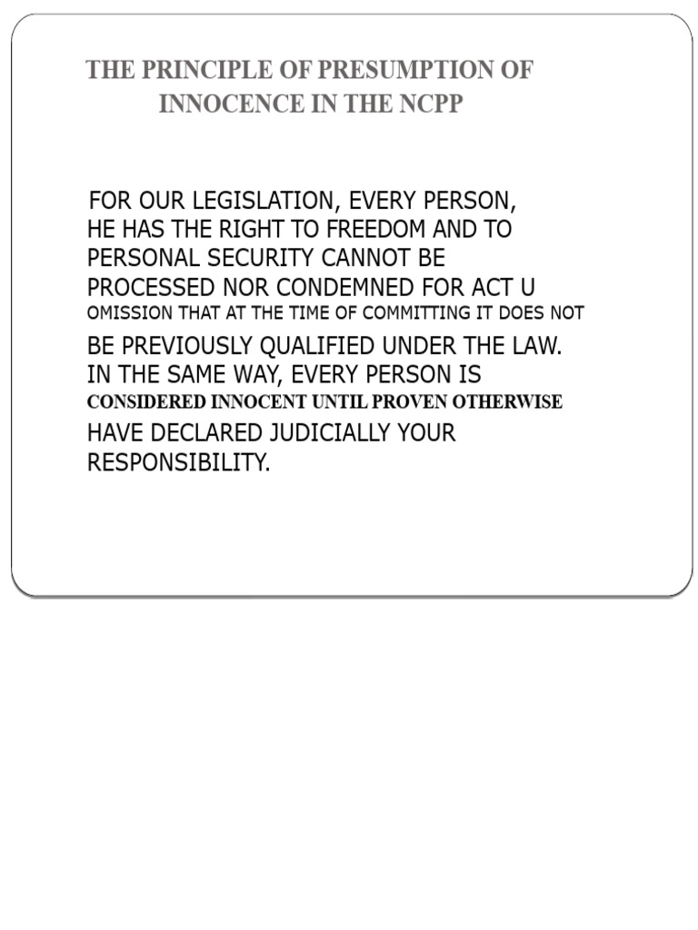 Presumption of Innocence in Legislation | PDF | Presumption Of ...