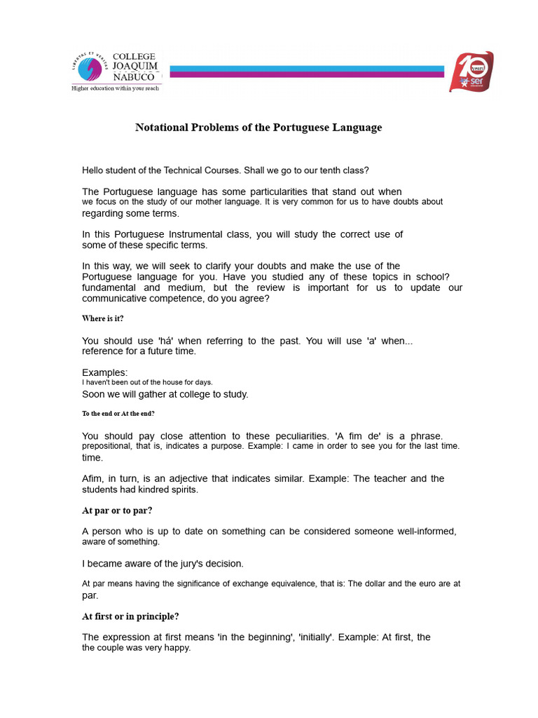 Portuguese Language Notational Issues | PDF | Noun | Grammatical Gender