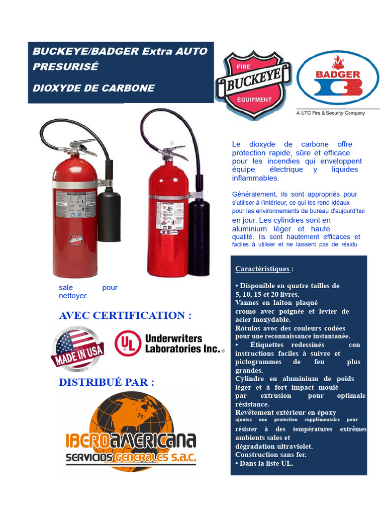 Extincteurs CO2 Buckeye/Badger 5-20 lb | PDF