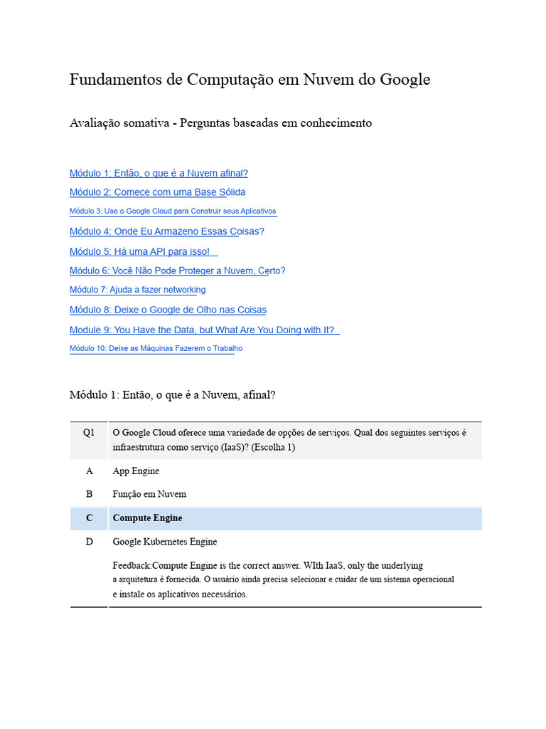 Fundamentos do Google Cloud em 10 Módulos | PDF | Computação em nuvem ...