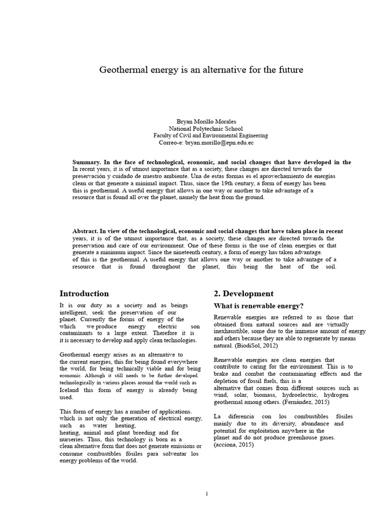 Geothermal Energy: A Sustainable Future | PDF | Renewable Energy ...