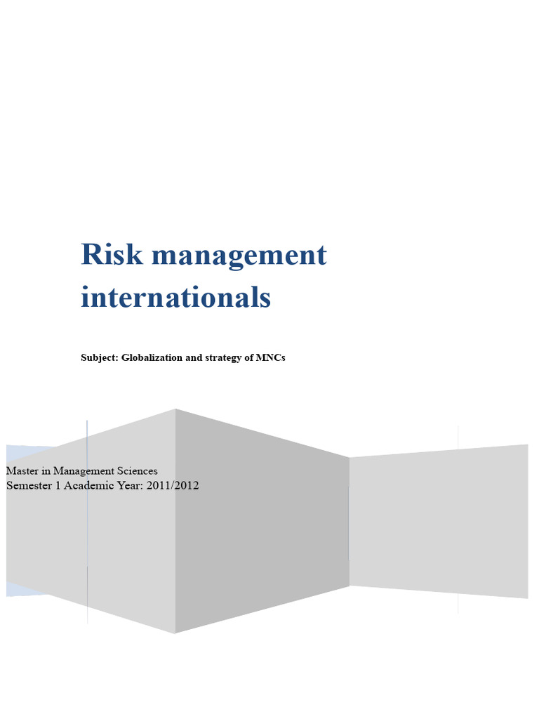 International Risk Management Strategies | PDF | Risk | Market Liquidity