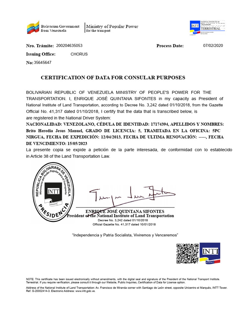 Consular Letter Jesus Manuel Brito Heredia PDF | PDF
