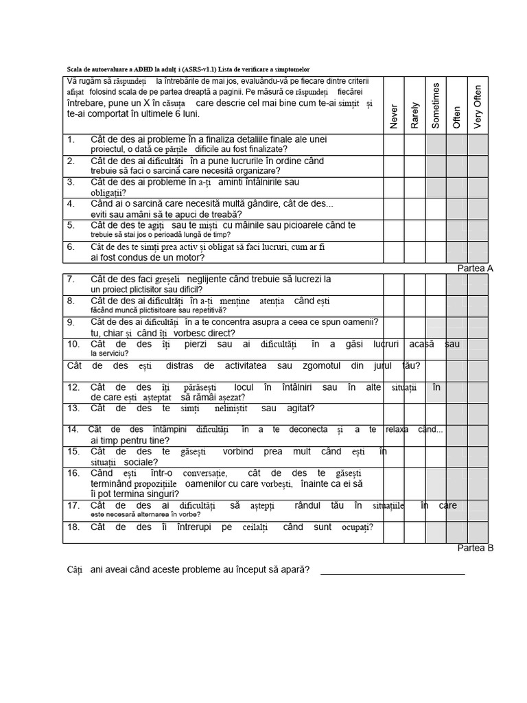 Adult ADHD Self Report Scale PDF | PDF