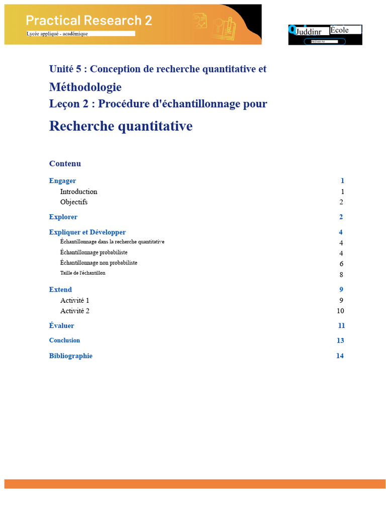 Échantillonnage en recherche quantitative | PDF | Échantillonnage ...