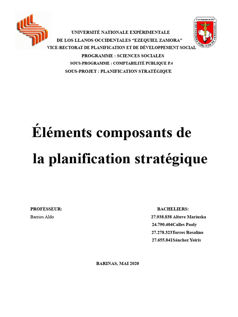 Éléments de la planification stratégique | PDF | Analyse SWOT | Business