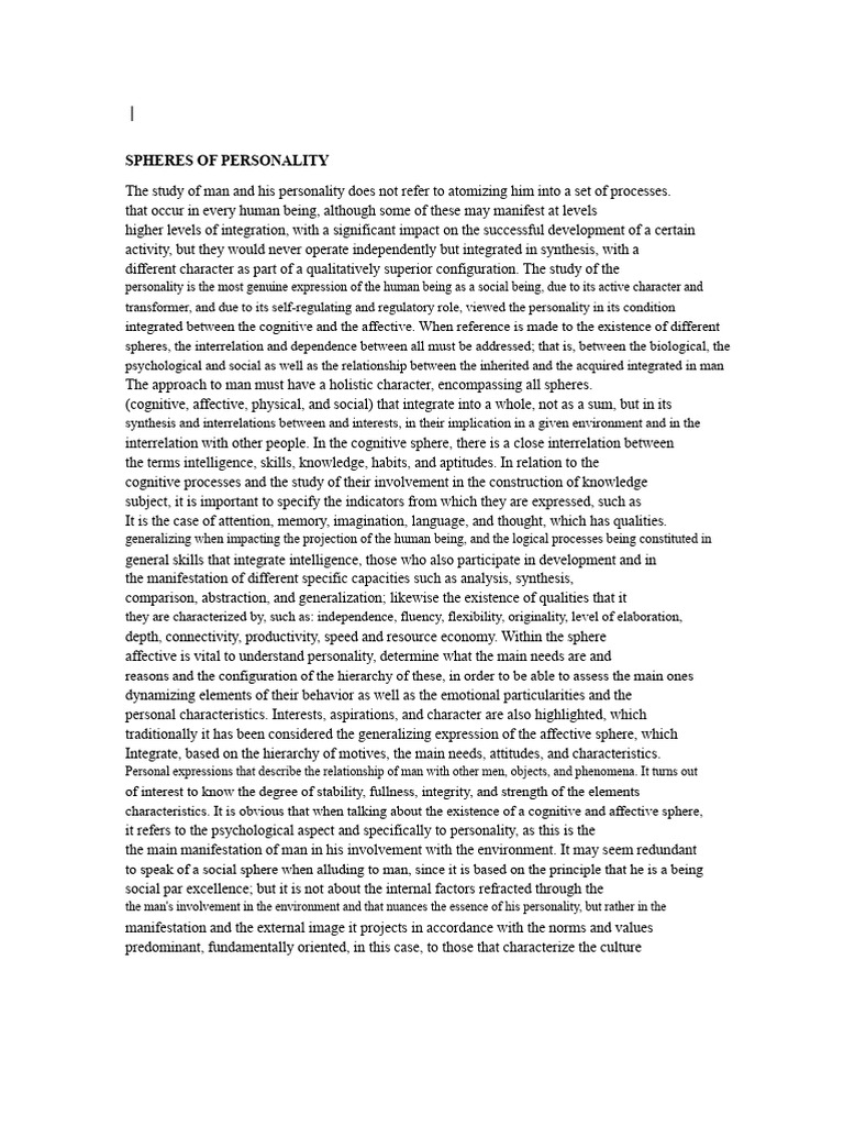 Spheres of Personality: A Holistic Study | PDF | Motivation | Motivational
