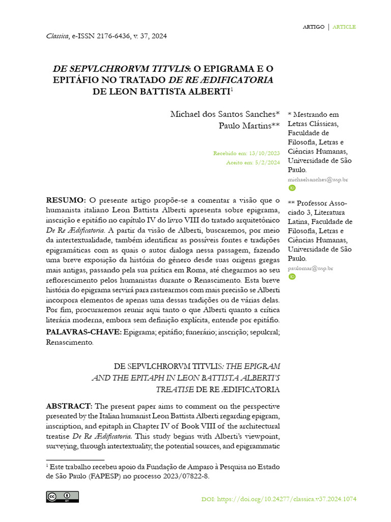 Epigrama e Epitáfio em Alberti | PDF | Renascimento | Tempo