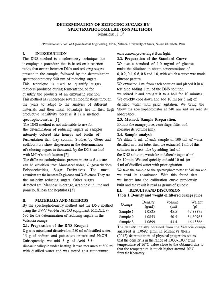 Determination of Reducing Sugars by Spectrophotometry (DNS Method ...