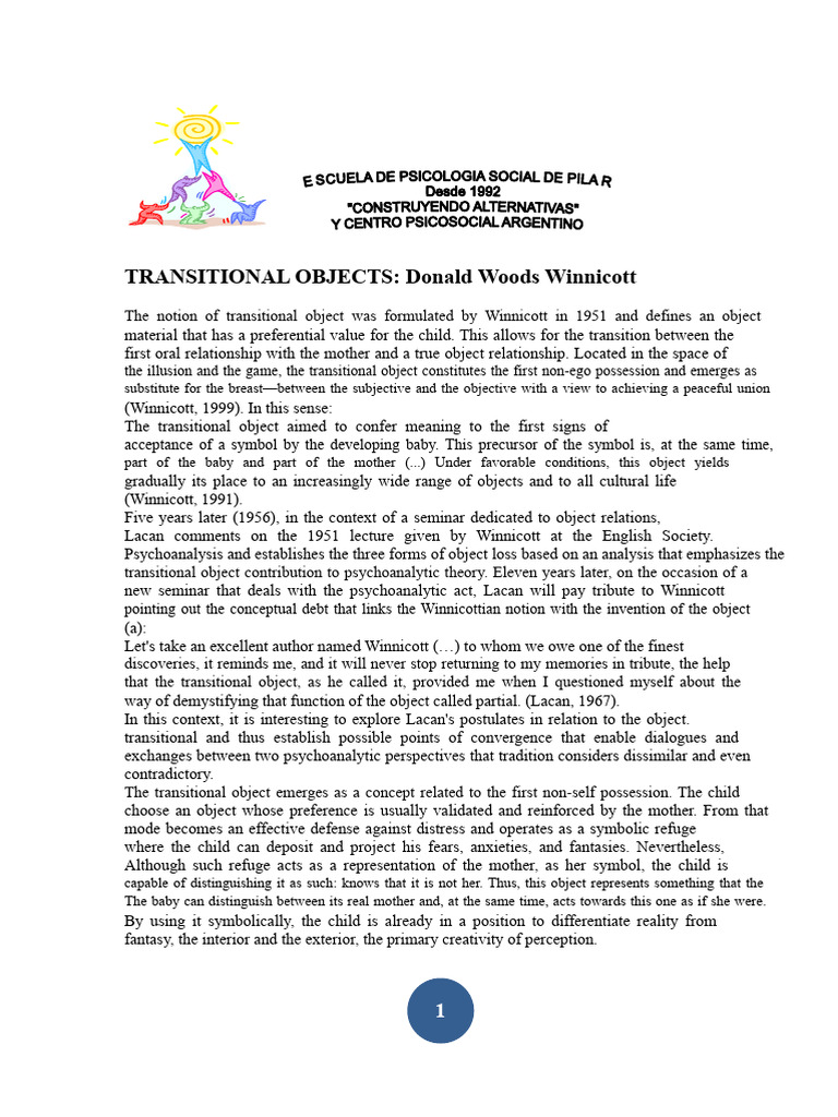 Understanding Transitional Objects in Psychoanalysis | PDF | Jacques ...