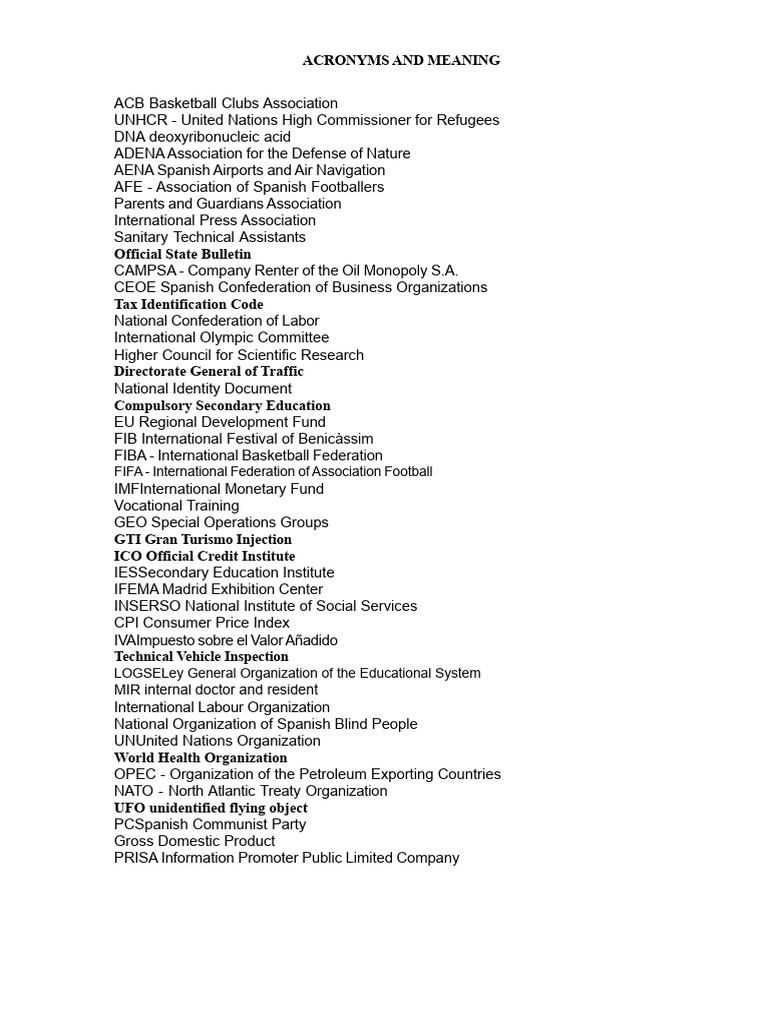 50 Acronyms and Meaning | PDF