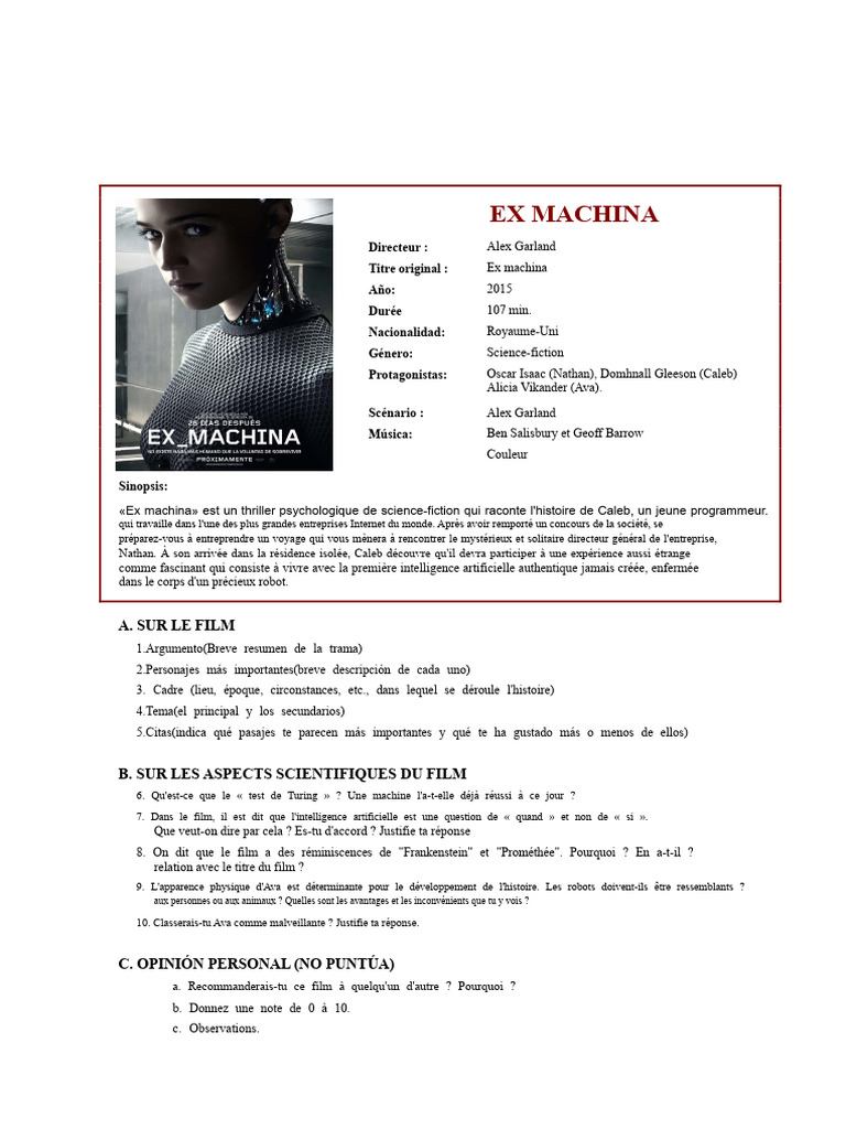 QUESTIONNAIRE EX MACHINA | PDF
