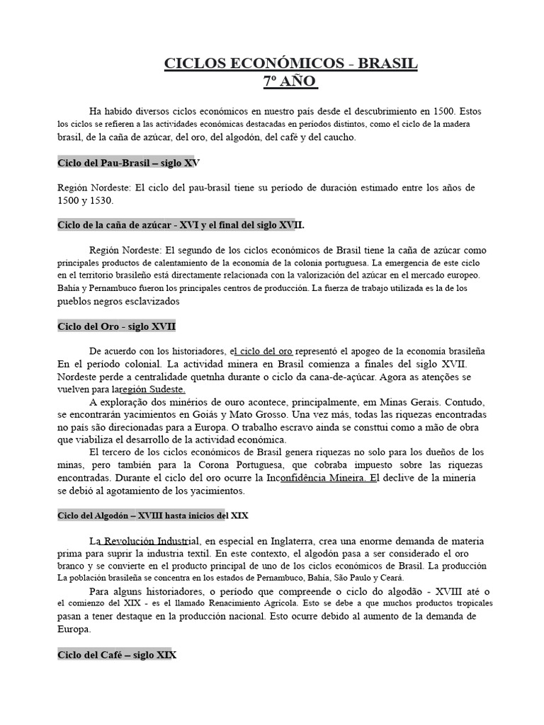 Ciclos Económicos en Brasil: Historia y Evolución | PDF | Brasil ...