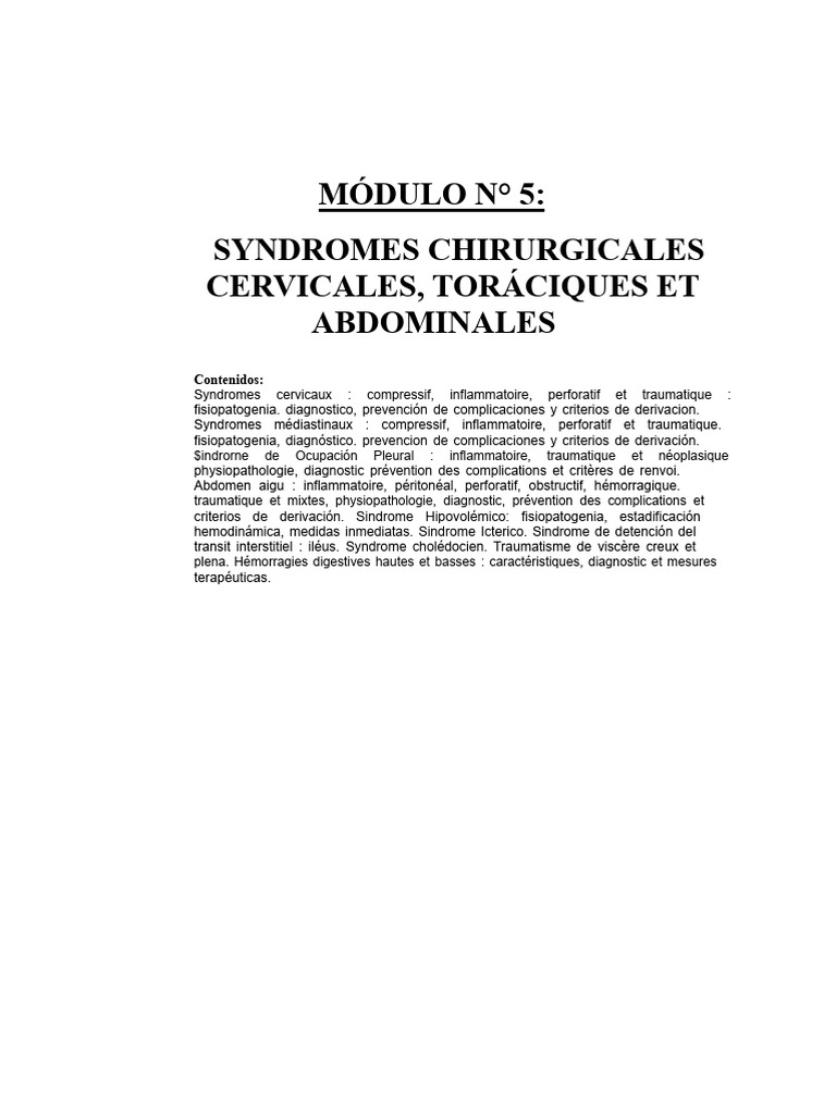 Syndromes Chirurgicaux Cervicaux et Abdominaux | PDF | Spécialités ...