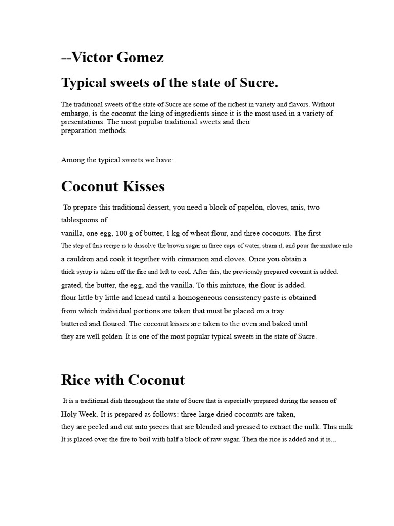 Sucre's Traditional Coconut Sweets | PDF | Candy | Fruit Preserves
