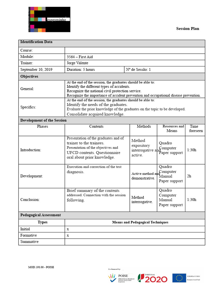 First Aid Session Plan Overview | PDF