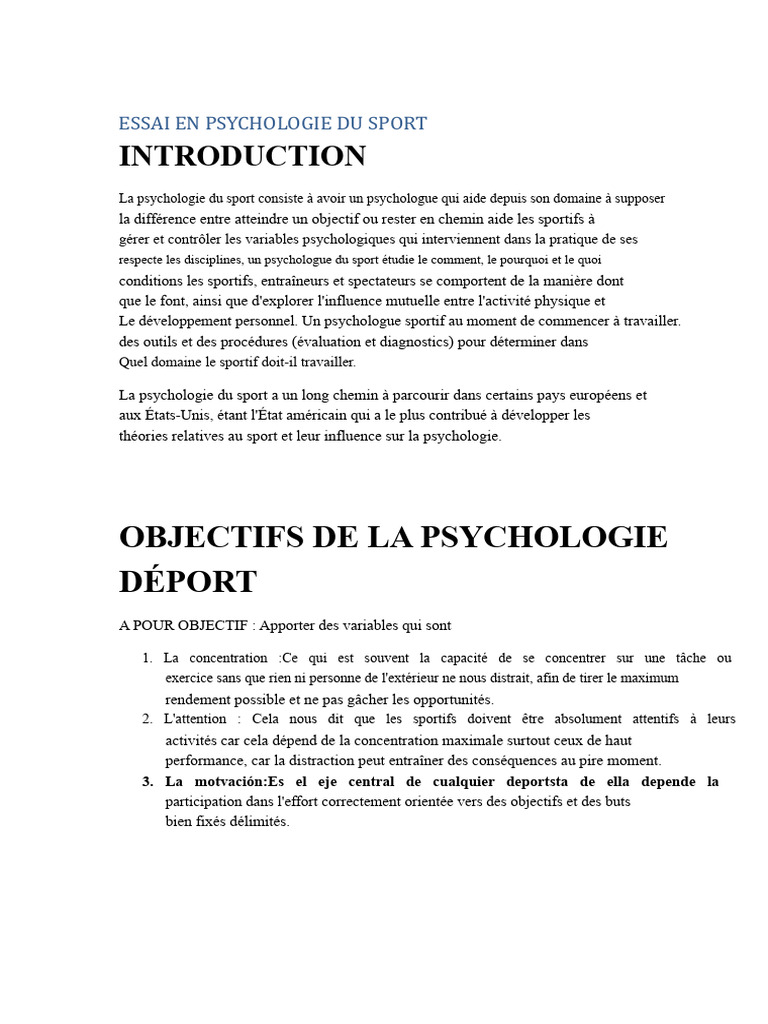Psychologie du sport : clés de la performance | PDF | Psychologie | Des ...