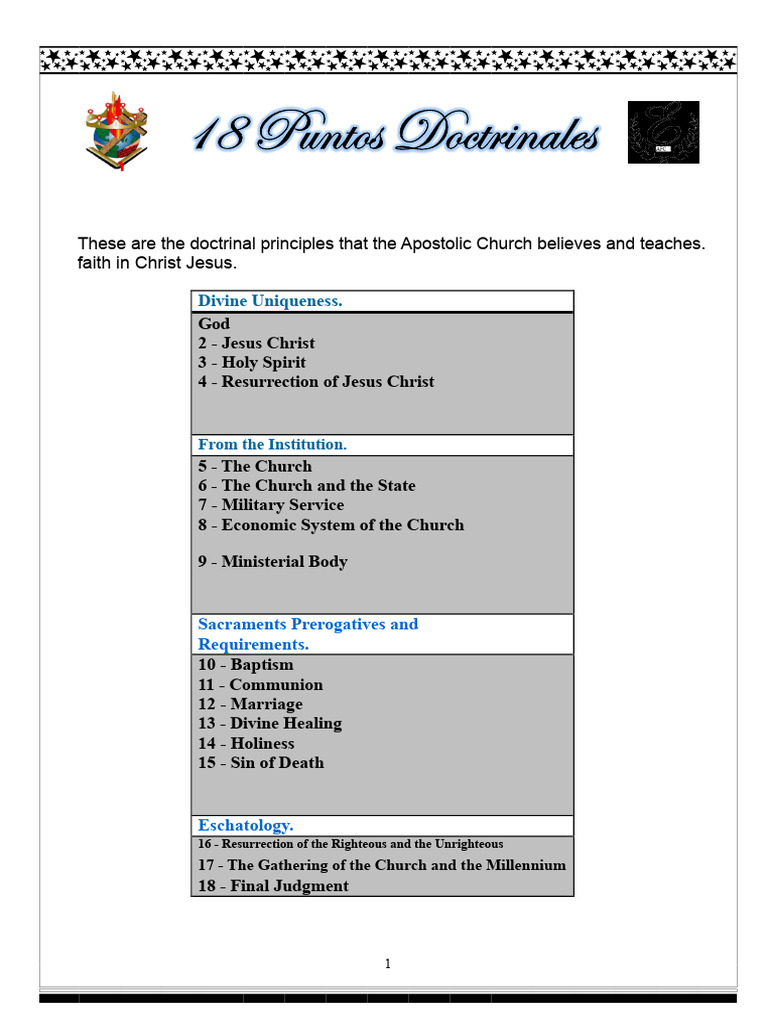 Apostolic Church Doctrinal Principles | PDF | Baptism | Jesus