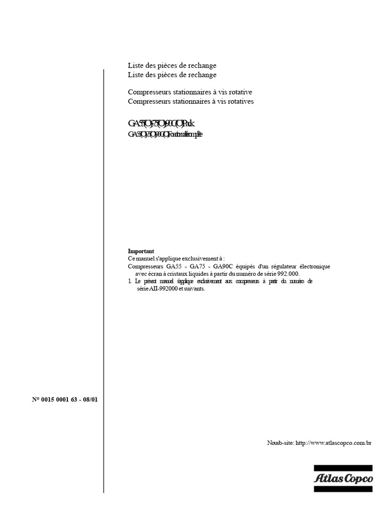 Catalogue des pièces de rechange GA5590C PDF Hydraulique Machine — free download