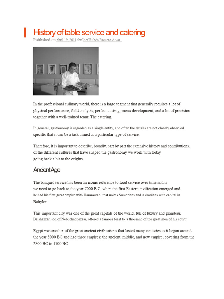 History of Table Service and Catering | PDF | Tableware | Meal