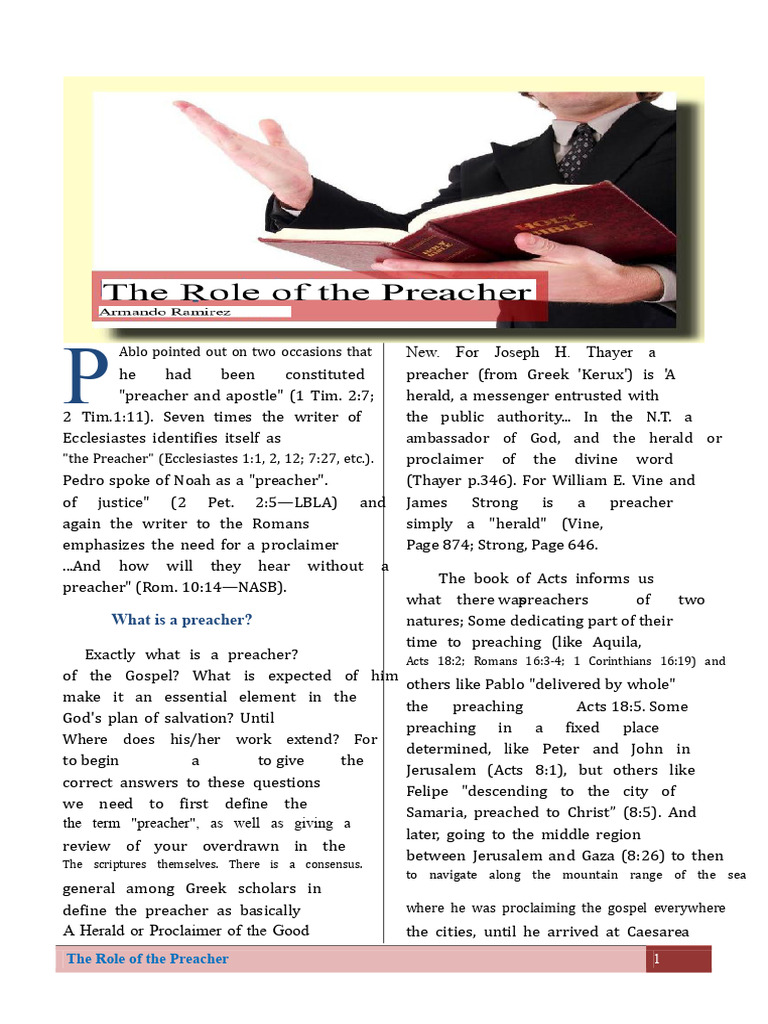 THE ROLE OF A PREACHER | PDF | Elder (Christianity) | Acts Of The Apostles