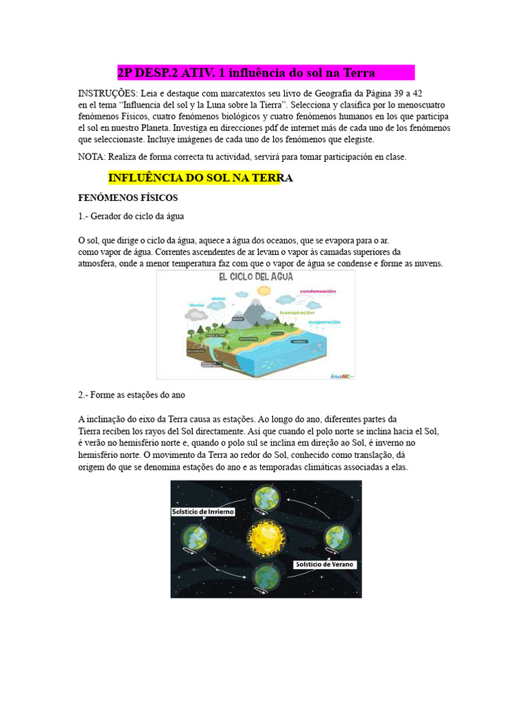 Efeitos do Sol na Terra: Fenômenos Diversos | PDF | Terra | Maré