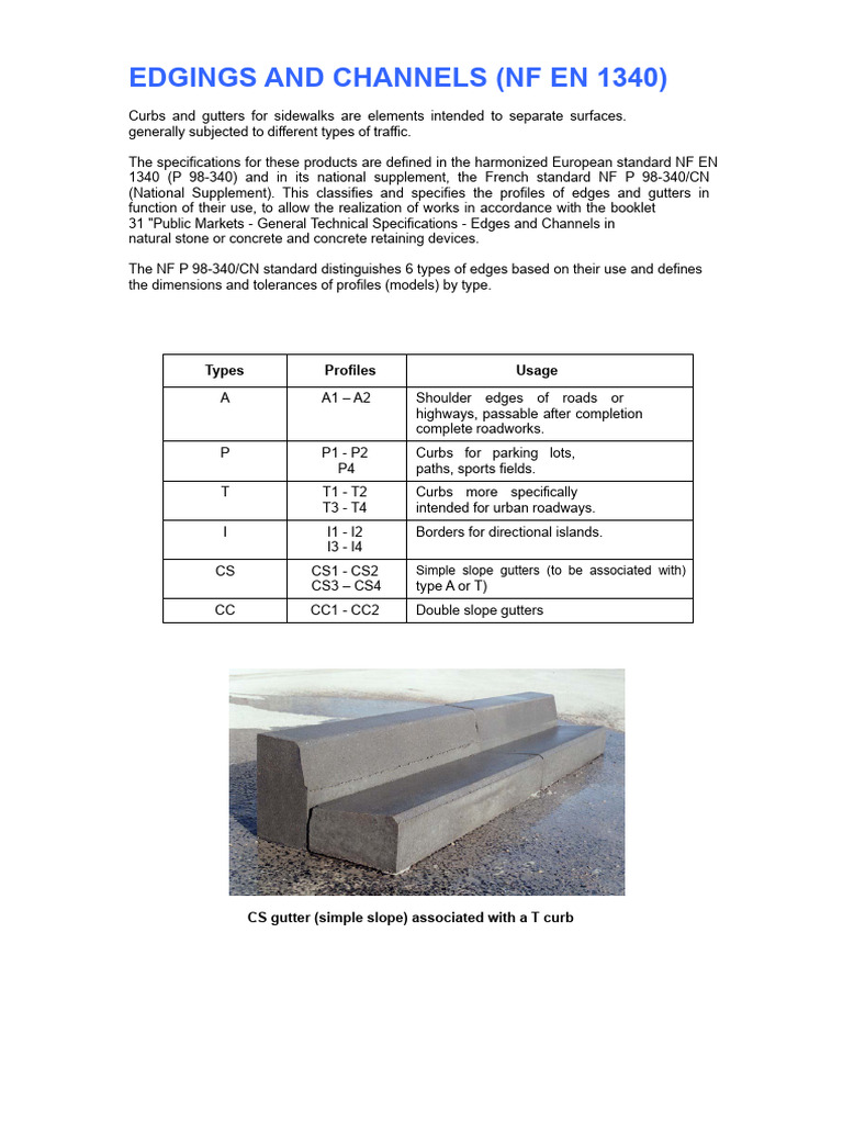 Edgings and Channels Standards NF EN 1340 | PDF | Mechanical Engineering