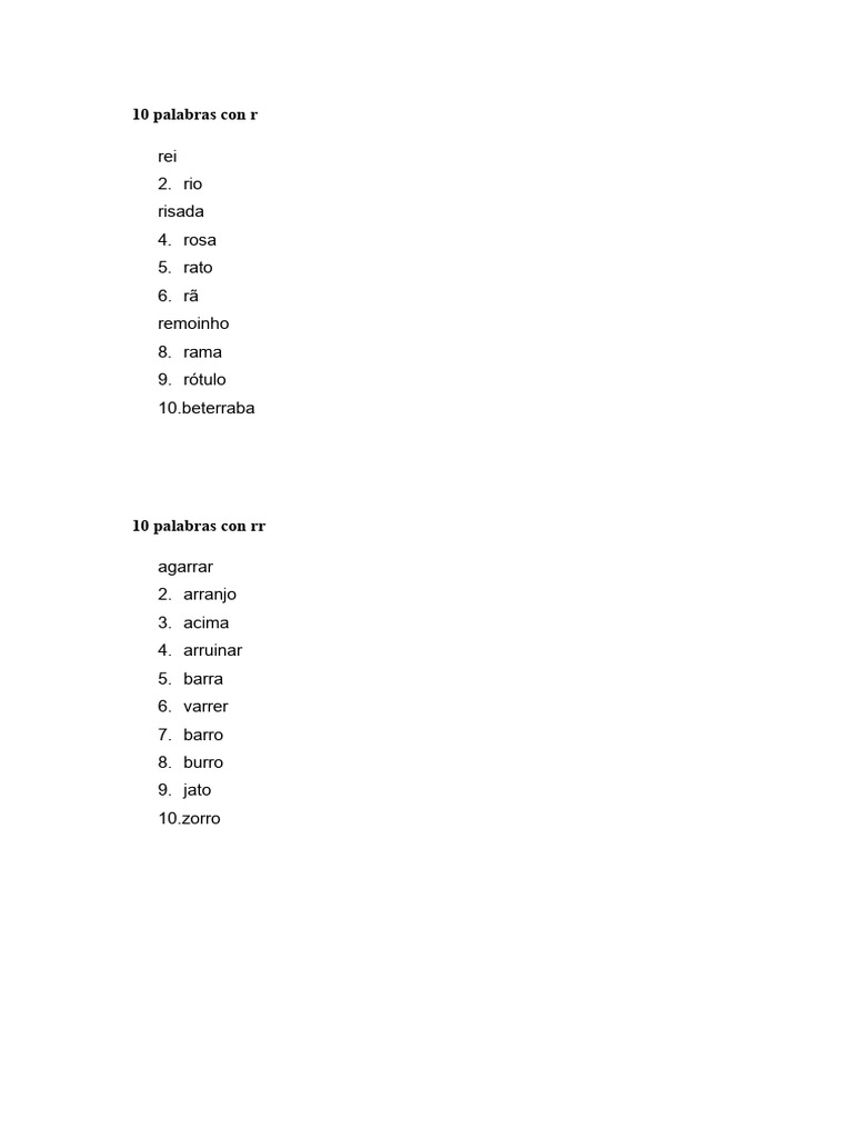 Palavras com R e RR em Português | PDF