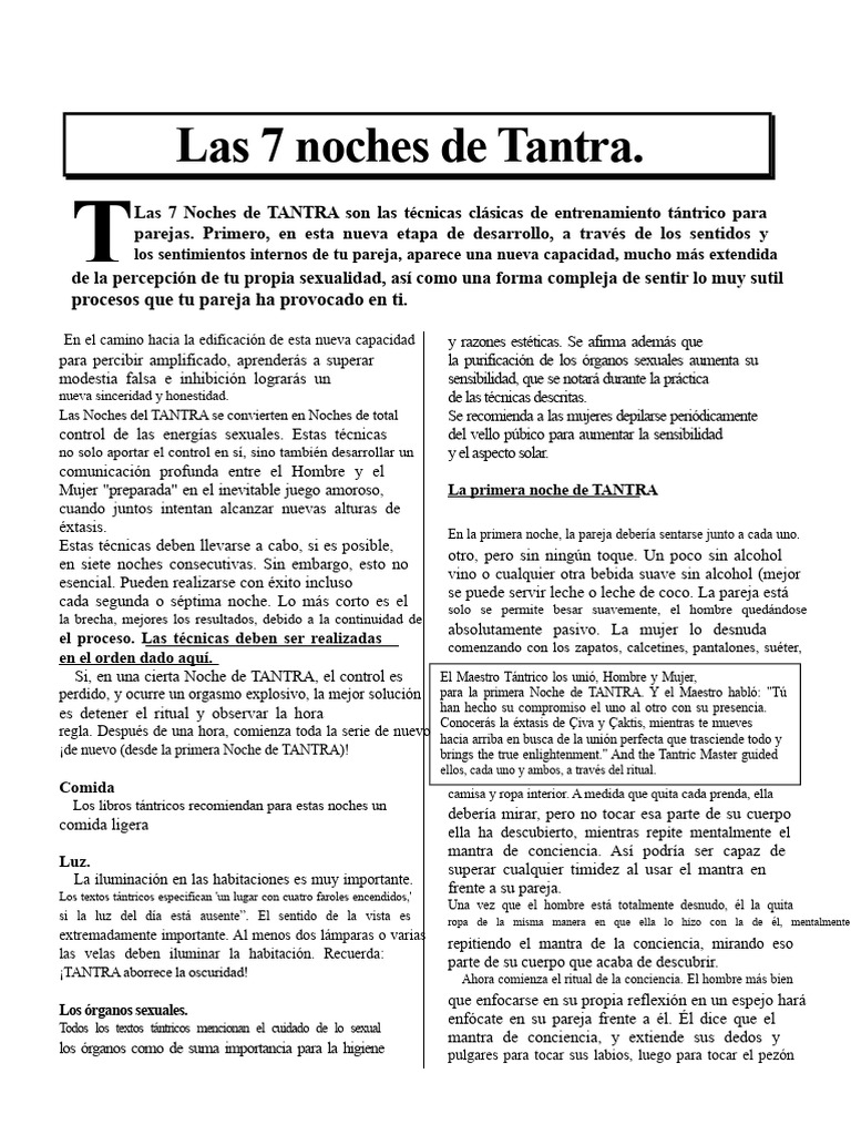 7 Noches de Tantra: Técnicas para Parejas | PDF | Tantra | Labios