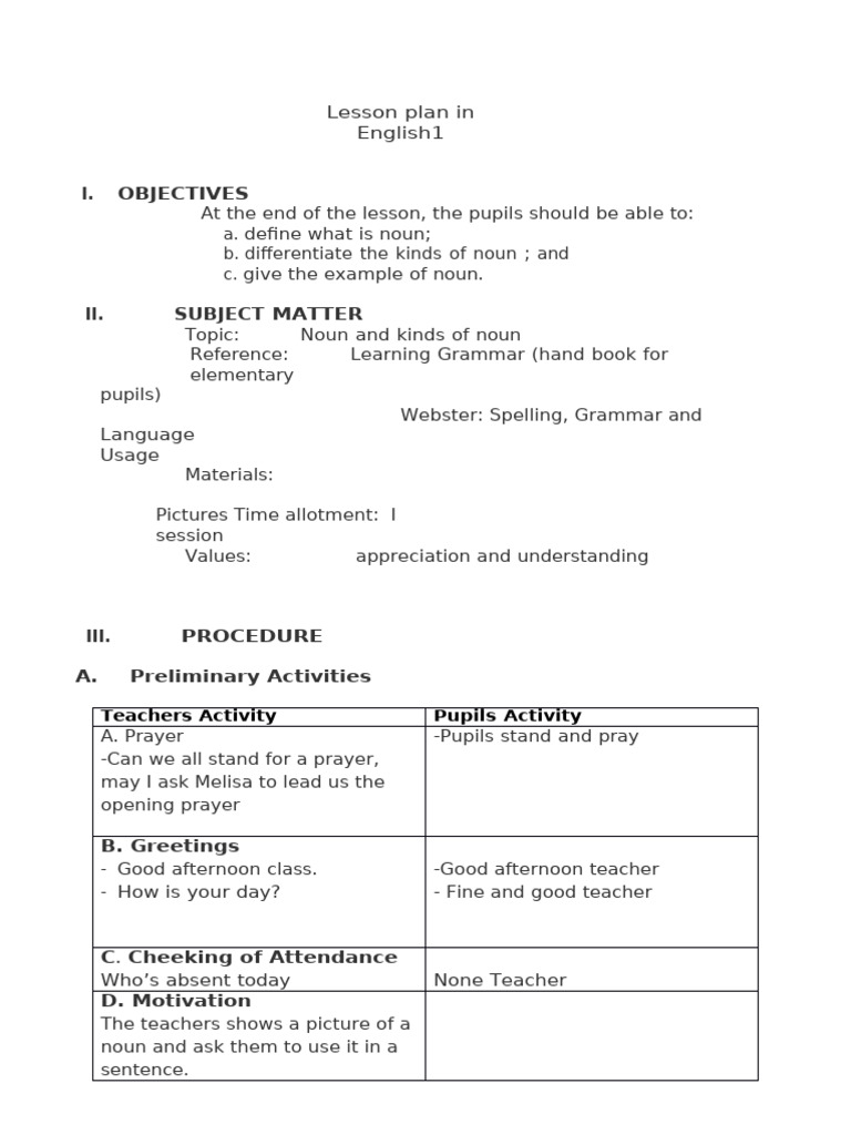 Detailed Lesson Plan in English | PDF | Teachers | Linguistics