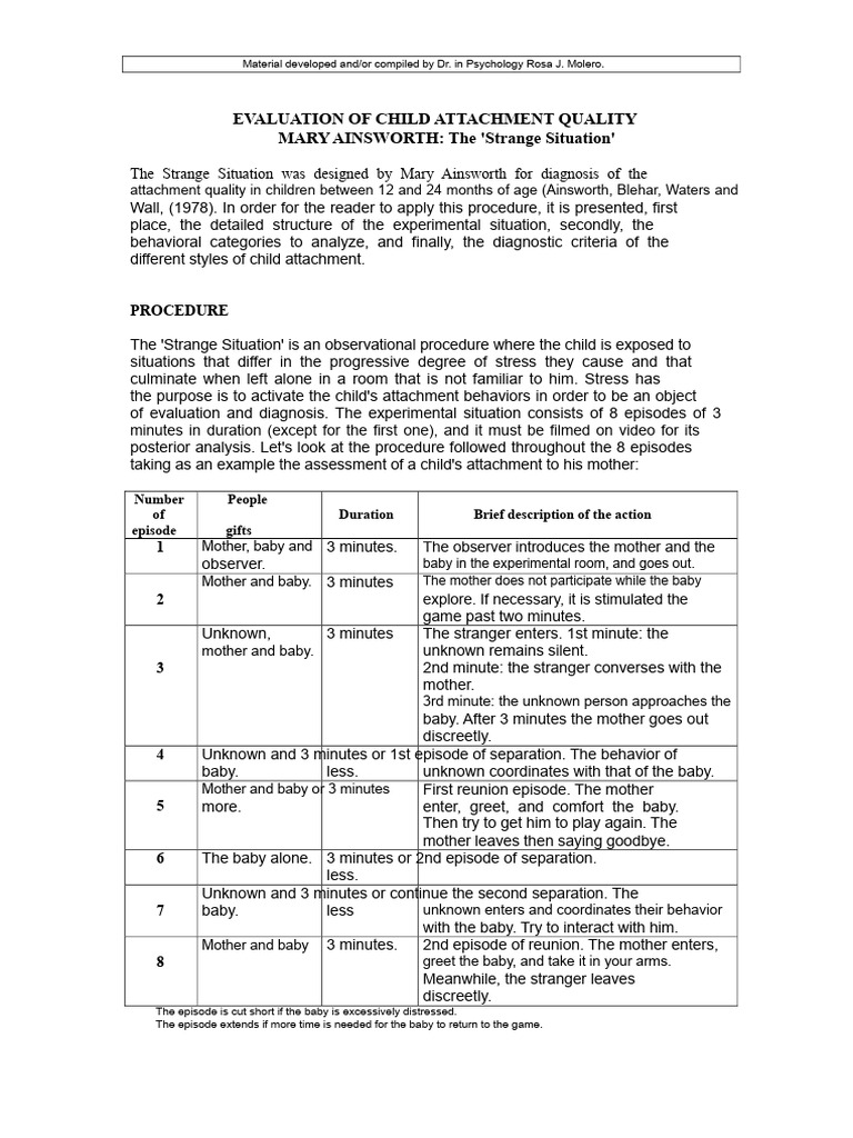 Evaluating Child Attachment Quality | PDF | Attachment Theory ...