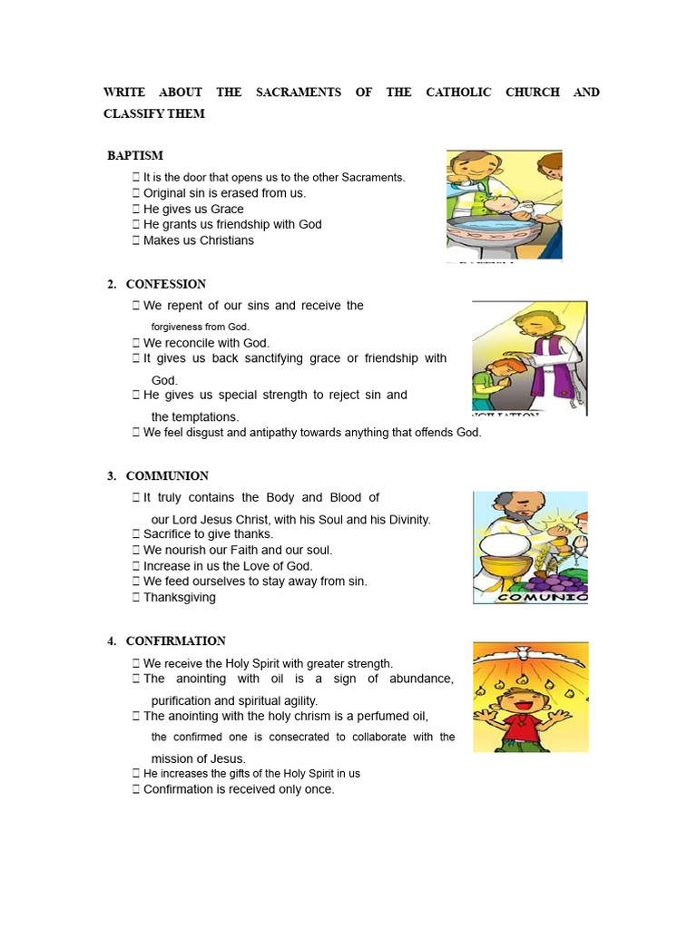 Writing About The Sacraments of The Catholic Church and Classifying ...