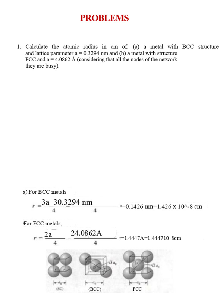 Atomic Radius and Crystal Structure Calculations | PDF