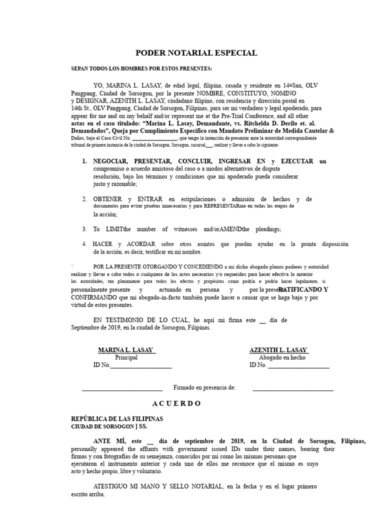 Poder Notarial Especial en Sorsogon | PDF | Justicia | Crimen y violencia