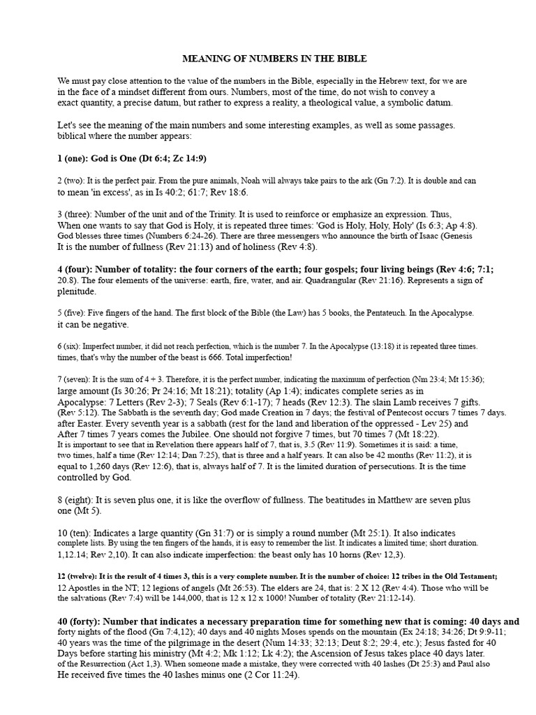 Biblical Number Meanings Explained | PDF | Number Of The Beast | Bible