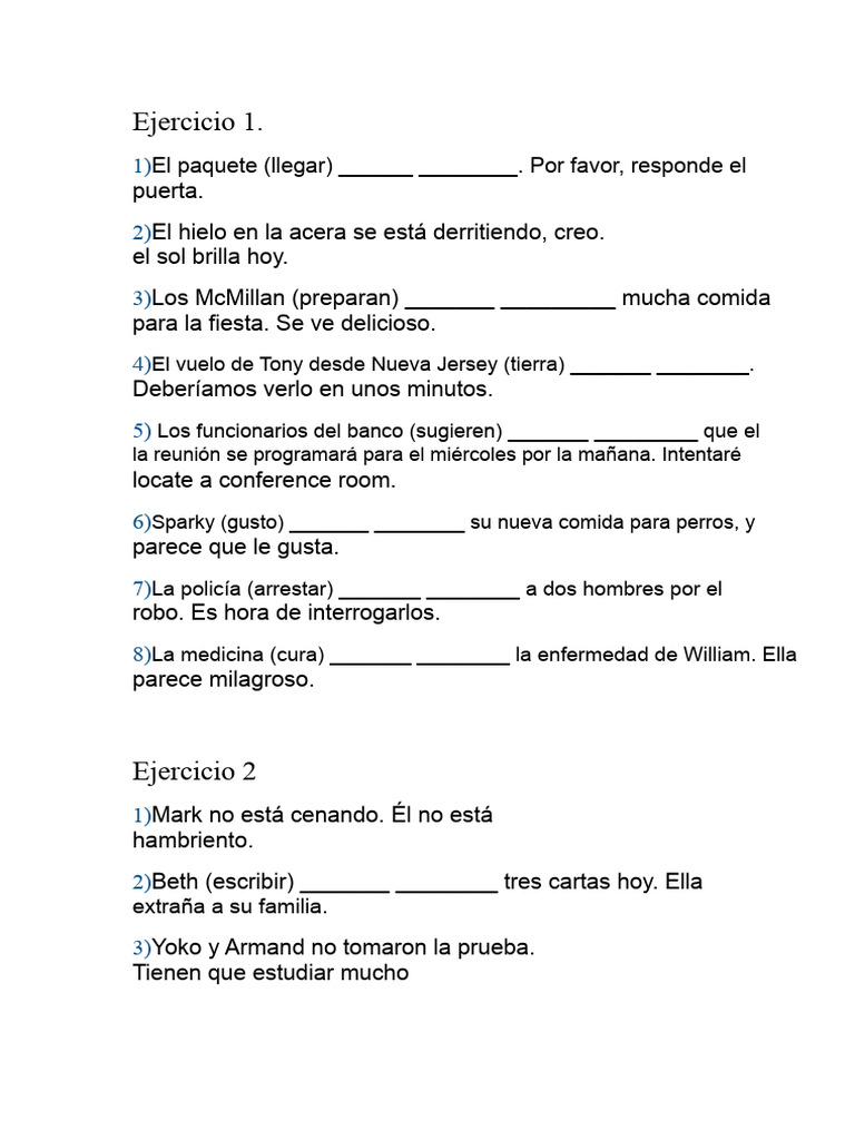 Ejercicios de Presente Perfecto | PDF
