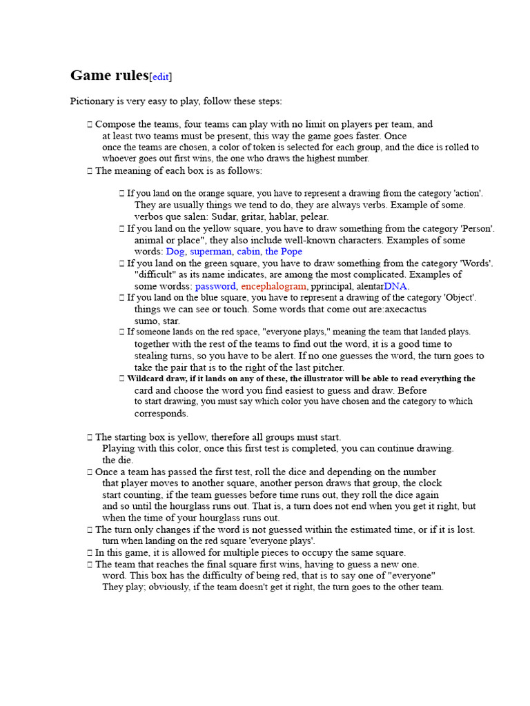 Rules of the Game Pictionary | PDF | Word | Linguistics