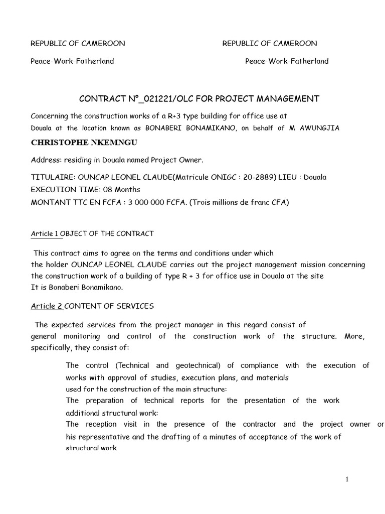 Project Management Contract for Office Building | PDF | Justice | Crime ...
