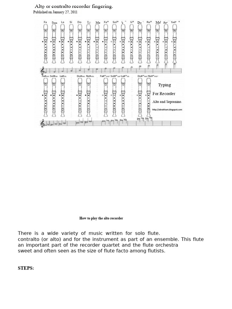 Beginner's Guide to Alto Recorder Playing | PDF | Recorder (Musical ...